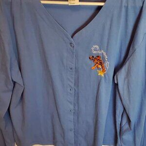 Disney Lightweight Powder Blue Large Shirt Jacket/Cardigan with Tiger Logo/Emble